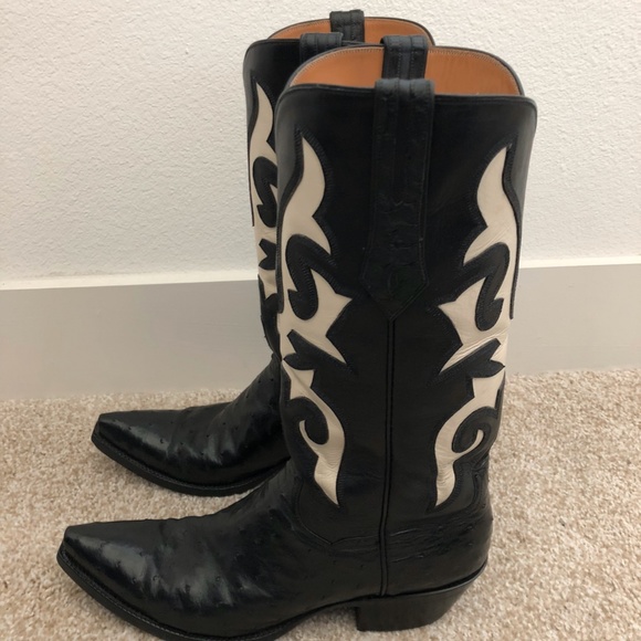 Custom JB Hill Black Ostrich Boots - Picture 4 of 8